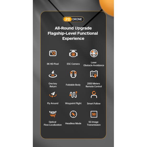 Control Type P8 Drone Dual Esc 4k Hd Camera Foldable Rc Remote Control Quadcopter Photography Wifi Fpv Mini Drones Boy Gifts Toys Vs F189