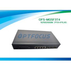 SNMP Managed Media Converter Fiber Optic Switch 3 Port SFP 1000BASE - Fx 4 Port