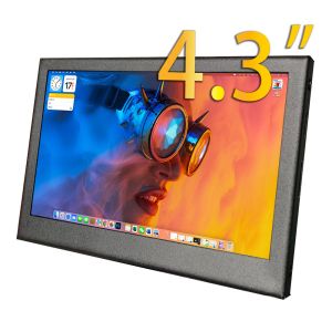 Cheap Aluminium Shell 4.3 Inch LCD Monitor 800x480 Capacitive 5 Point Touch Monitor for sale