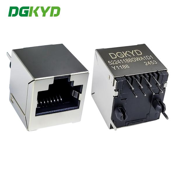 RJ45 Vertical Connector With 180 Degree Ethernet Port, 8P8C With Light And