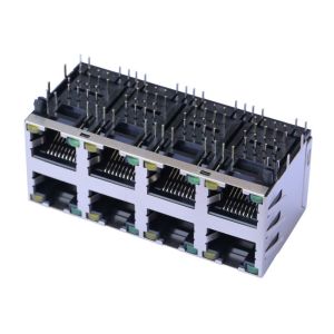 MHJ5922ST 2x4 Rj45 Socket Female Jack R/A Shield W/LED LPJE47011ADNL