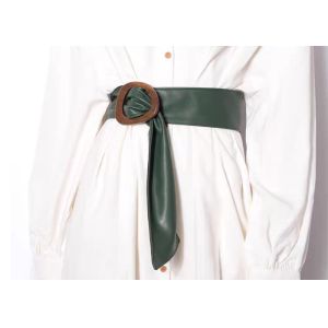 Customized 100cm Soft Leather Belt Rounded Buckle For Coat