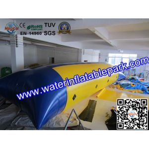 Blue And Yellow Inflatable Water Blob , Inflatable Water Jumping Pillow