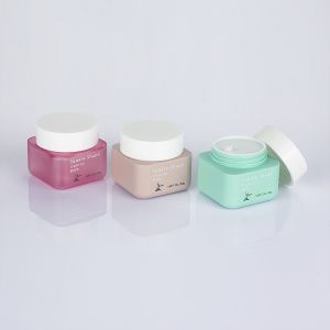Square Shape Amber Cream Packaging Jar Personal Care Container 50g