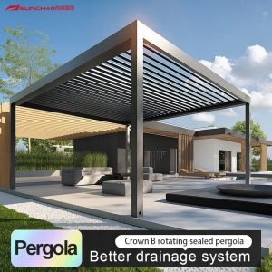 Customized Motorized Aluminum Pergola with Smart Home Integration and Wall-mounted Installation