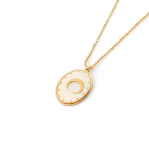 China Stainless steel necklace, hanging tag pendant, women's pendant, inlaid with shell, drip glue, gold electroplating process on sale