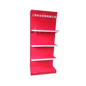 Cheap Factory Customize Red Shelf single side steel supermarket shelves for sale