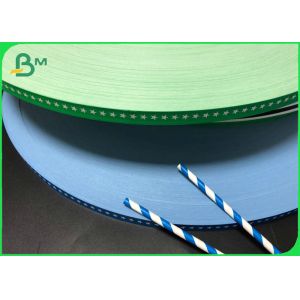China 13.5mm 15mm Blue Green Food Grade 60g Kraft Paper Rolls For Making Biodegradable Straw on sale