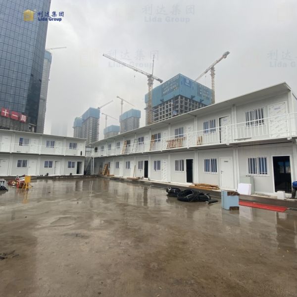 Interior view of container house showing spacious living area