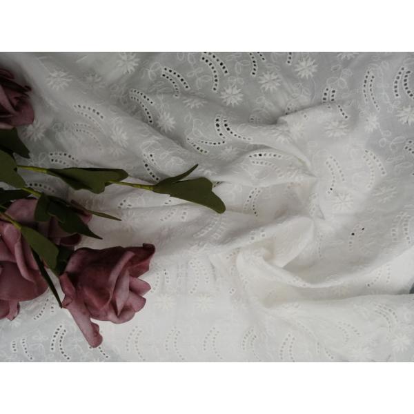 Soft Lace Embroidered Eyelet Fabric Cotton Cloth For Party Dress