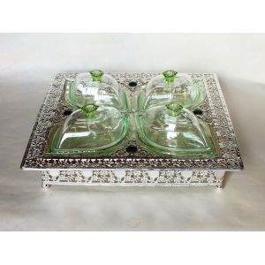 Multifunctional metal frame square shaped platter