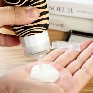 Leopard Grain Silicone Squeeze Travel Bottle Set Refillable TSA Approval 90Ml