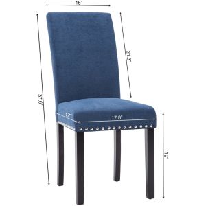 Copper Nails Upholstered Fabric Parsons Dining Chairs , Upholstered Seat Dining