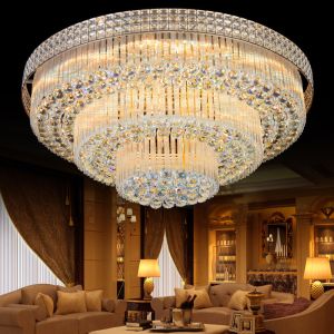 E14 Light Source Iron Crystal Ceiling Light for Modern Hotel and Home Design