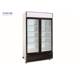 Transparent Upright Display Refrigerator Two Vertical Lights No Vibration