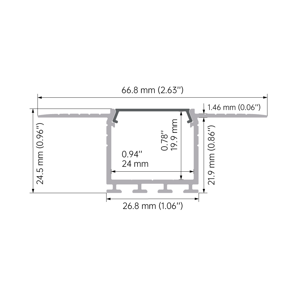 2M Length KA32 Model LED Profile Channel with W67.0 × H24.5mm Size for LED Strip