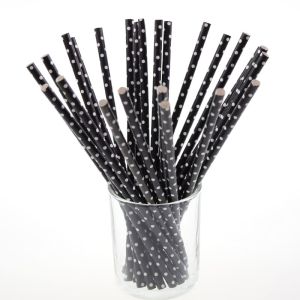 Artifacts Decorative Blue Striped Paper Drinking Straws
