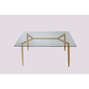 Clear 8mm Tempered Glass Top Dining Table With Y Shape Heat Transferred Legs