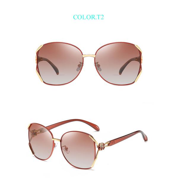 Four Leaf Clover Elegant Glass Lens Metal Frame Polarized Sunglasses Diamond Studded