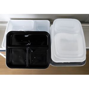 Disposable Microwave Safe PP Meal Prep Container 3 Compartment Tray