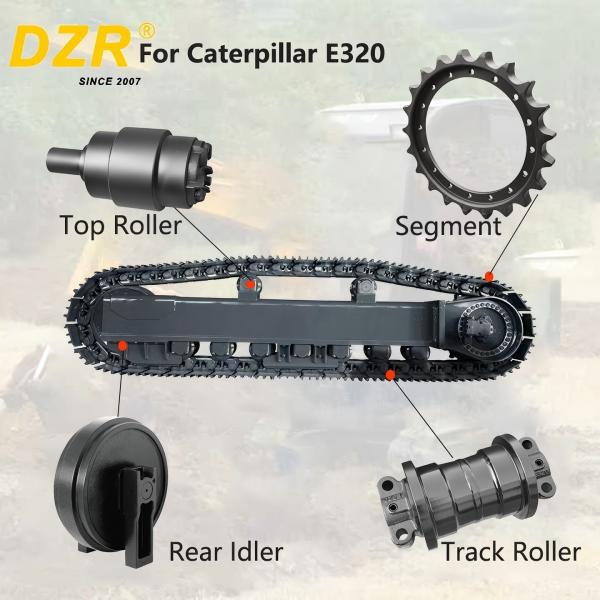 C-A-T E320 Chassis Assembly Excavator Top Track Roller Idler Sprocket Segment