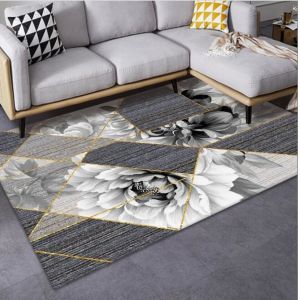 Tree Leaf And Geometric Pattern Living Room Floor Carpet Special Style