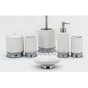 Cheap Custom 6pcs Western Ceramic Bathroom Set / Bath Accessory Set for sale