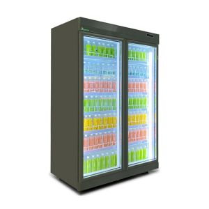 1800W Commercial Beverage Cooler Glass Vitrine Drinks Upright Showcase For