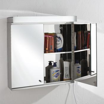 Quality Illuminated Wall Mounted Bathroom LED Mirror Cabinet Stainless Steel Frame wholesale