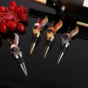 Animal Head Metal Wine Bottle Stoppers Custom Engraved Enamel Color