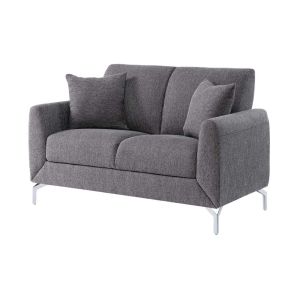 3 Piece Sofa set with Pillows, Gray Linen