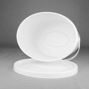 China 1 Gallon 2 Gallon Oval Plastic Bucket Ice Cream Packaging With Lid Handle on sale