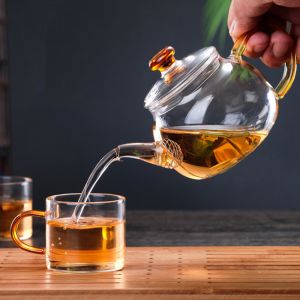 High Borosilicate Tempered Glass Teapot , Blooming Transparent Tea Set
