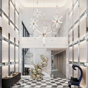 Custom Large LED Chandelier Lamp Vintage Style Iron Metal Pendants Glass