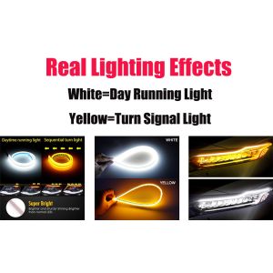 Flowing Bar Silicone Drl Daytime Running Lights 45CM 17.7" White Amber Flexible
