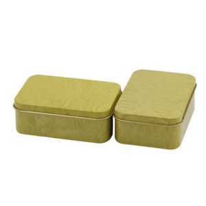 Large Printed Metal Rectangular Tin Cans With Bottom Rolled In Edge