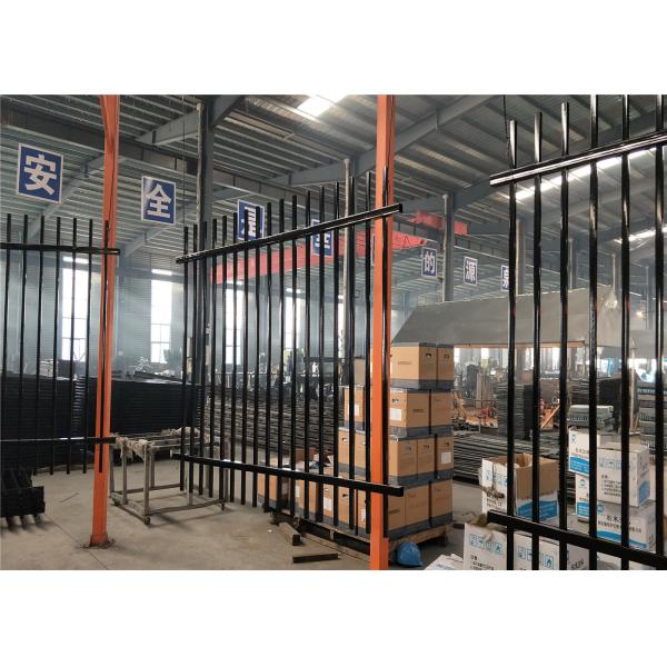 Pressed Picket Crimped Spear Top Garrison Fence Panels Stain Black Powder Coated