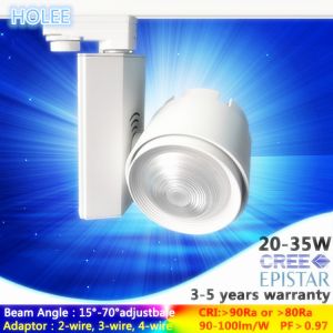 3-Phase track rails 15W to 35W 3000K 15°-70° CRI90 230V white led track light with CE Rohs