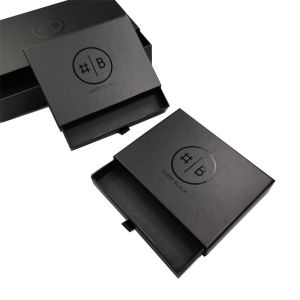 Logo Silver Foil/UV Finish Drawer Box Jewelry Paper Box for Custom Black end