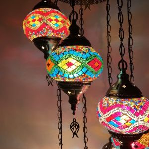 Long staircase chandelier turkish Glass handmade lampshade pendant light(WH-DC