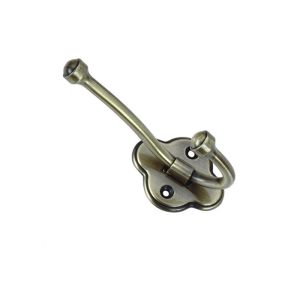 China Antique brass Zinc Alloy Classical Clothes Hanger Hooks Double Coat Hooks for Clothing on sale