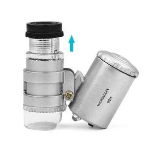Mini 45x Microscope Magnifying With LED Light Pocket Jeweler Loupe