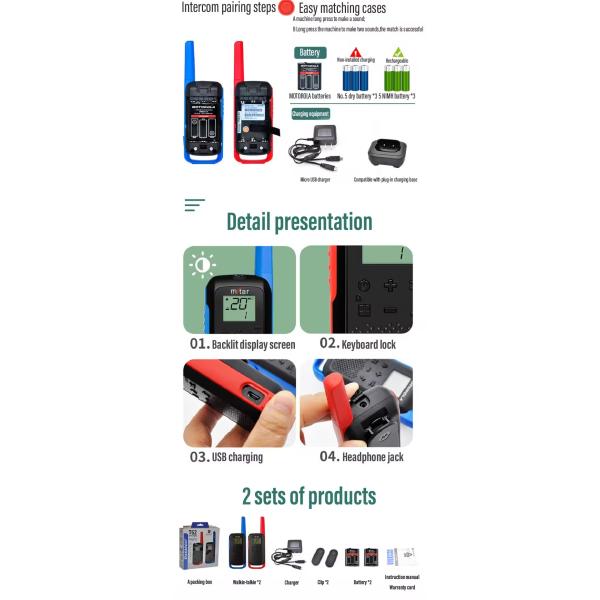 T62 Outdoors Travel Blue Professional Major an Intercom Public Frequency Walkie Talkie