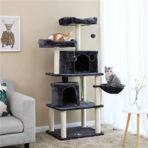 Deluxe Songmics Cat Tree , Cat Climbing Pole For Small Spaces Engineered Wood