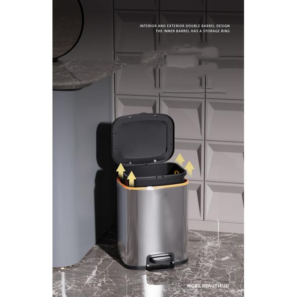 13 Gallon Trash Can Dome Stainless Steel Trash Can for Kitchen Metal Stainless Steel Trash Can