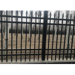 Cheap 4 rails steel fence panels 6ft height x 10ft width spacing 100mm upright 1&quot; round tubing stain ral interpon powder for sale