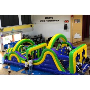 Blue 8m Inflatable Obstacle Course Jumping Castle For toddler