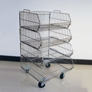 Stackable Chrome Wire Basket Display Rack With KD Structure