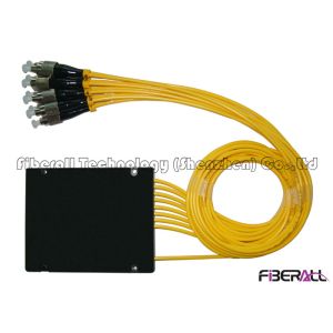 Yellow Jacket Fiber Optic PLC Splitter With 2.0mm Fiber Pigtail Low PDL Loss