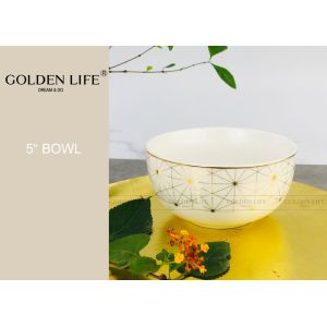 5 Inch Ceramic Plate Bowl AB Grade Quality Level With Modern Real Gold Pattern